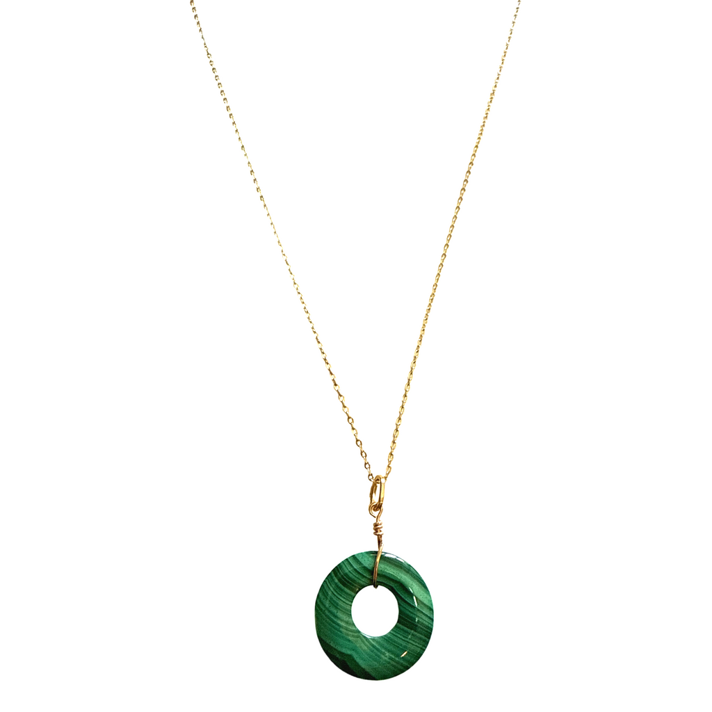 Malachite open circle necklace