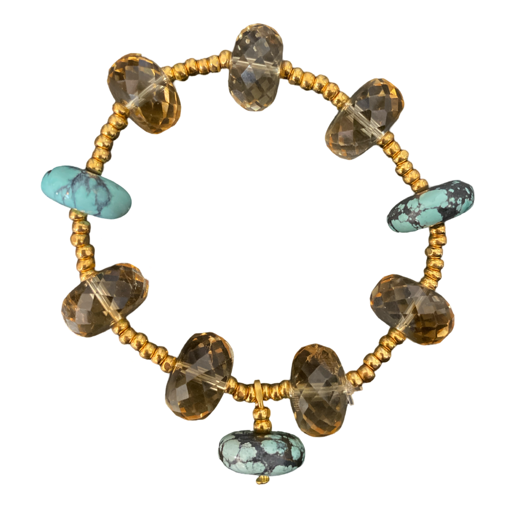 Citrine + Turquoise Drop Bracelet
