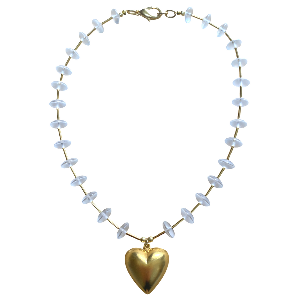 Puff Heart quartz Necklace