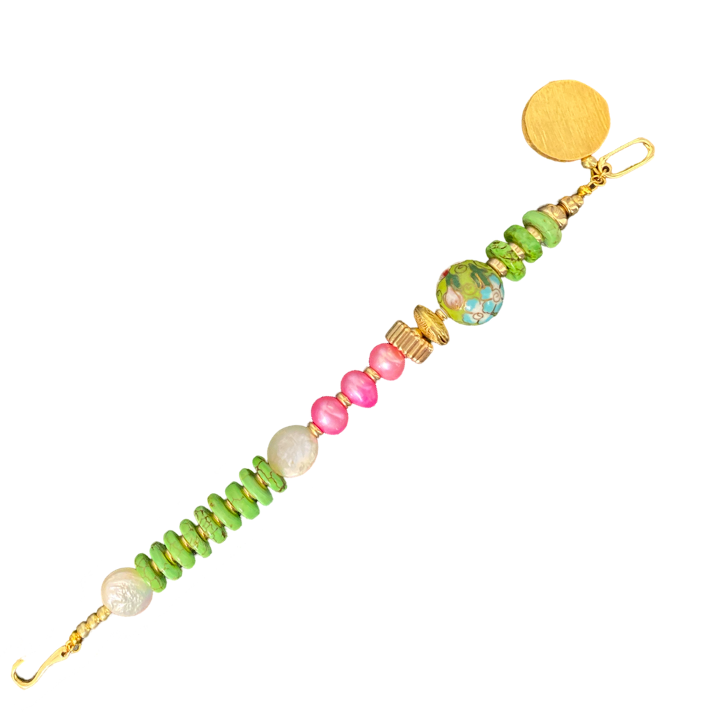 Green and Pink Cloisonné Dreams bracelet
