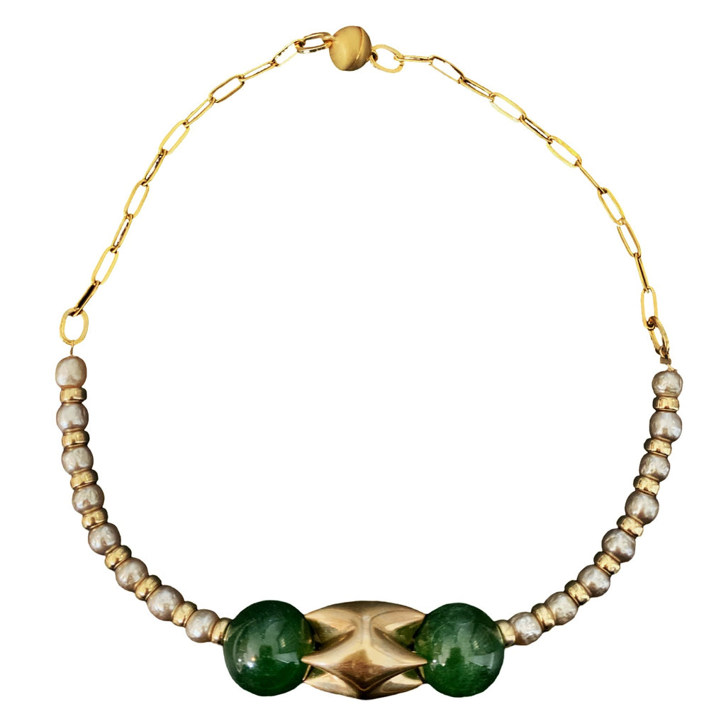 Emerald Pearl Midcentury Necklace
