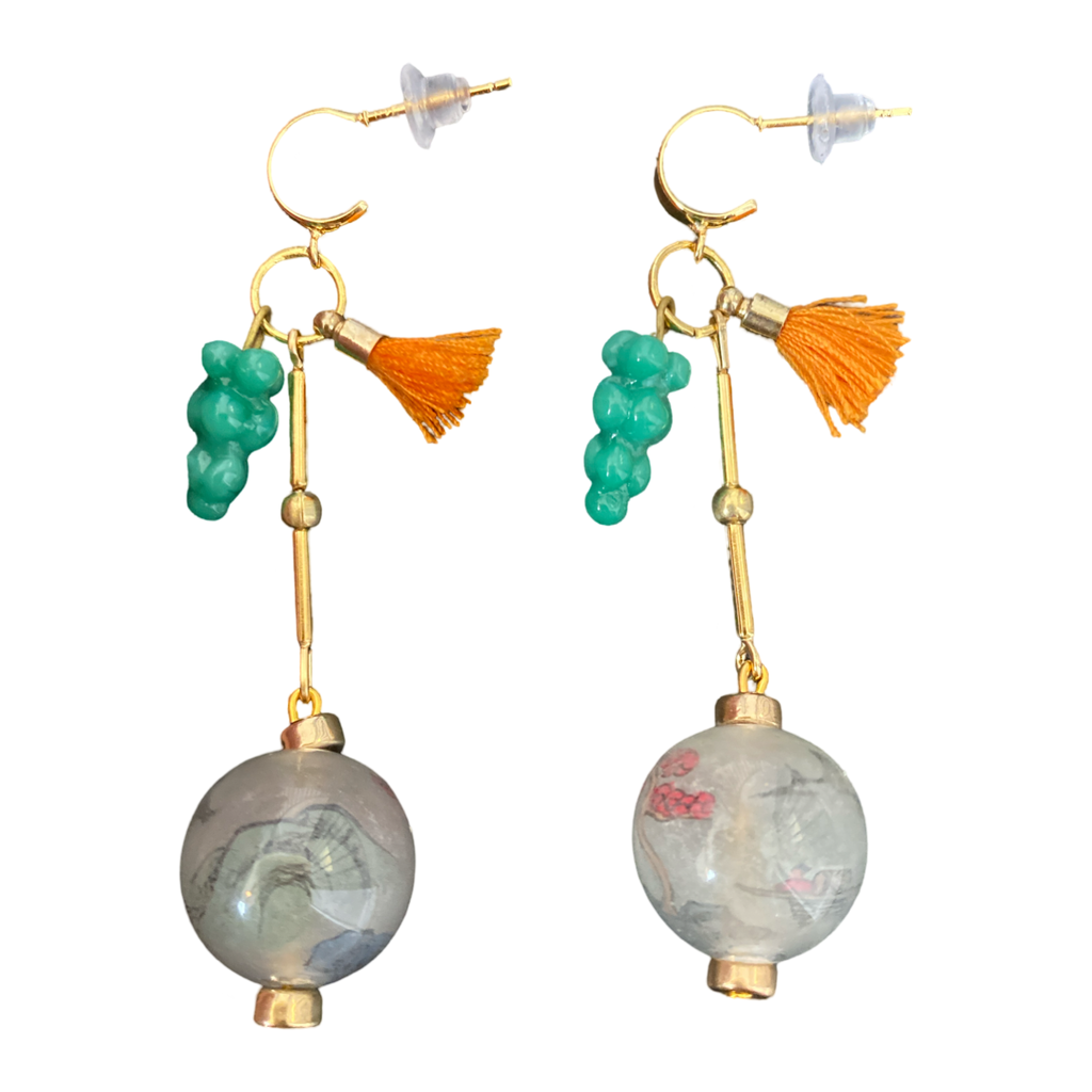 Japanese charm earrings orange
