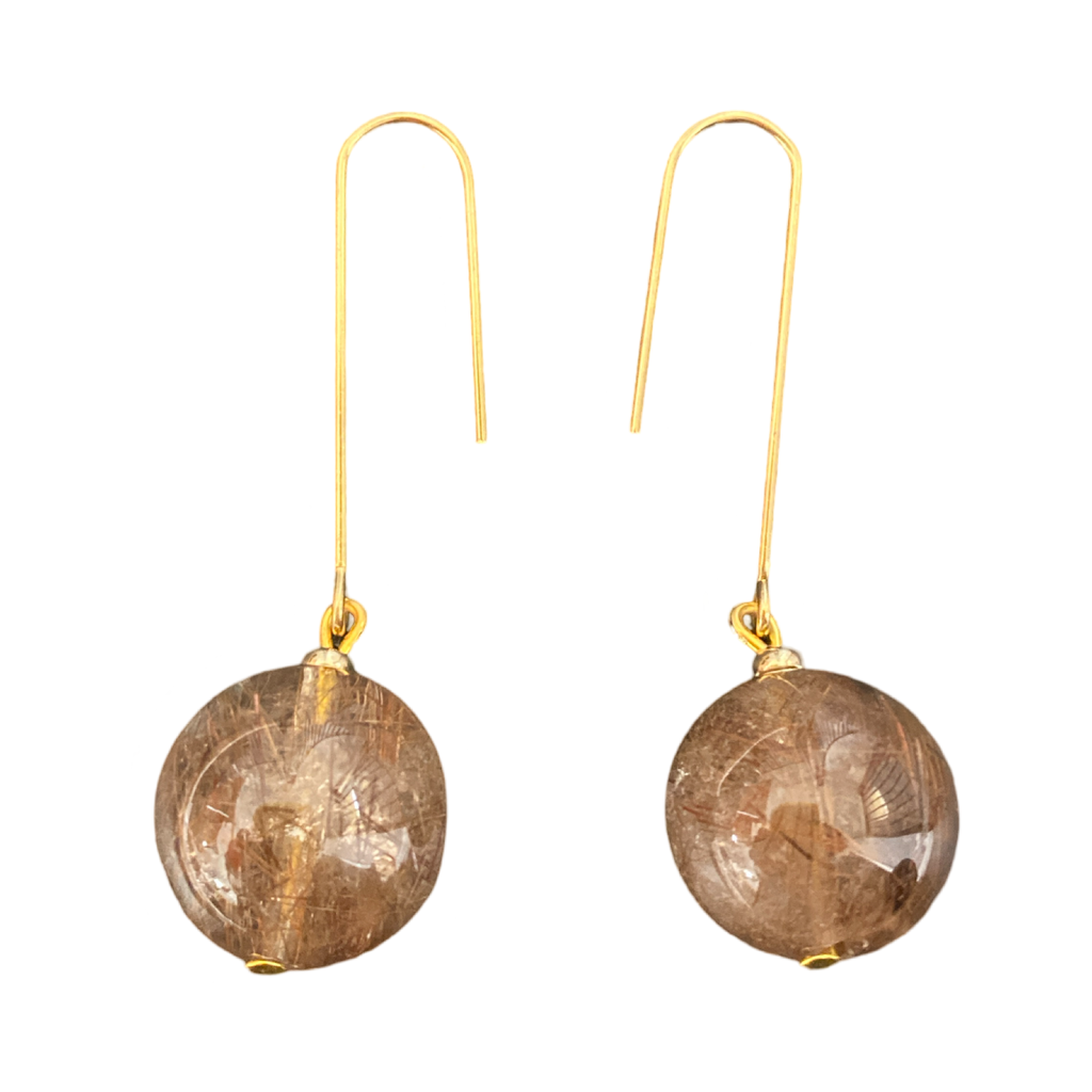Rutilated Quartz drop hook earrings