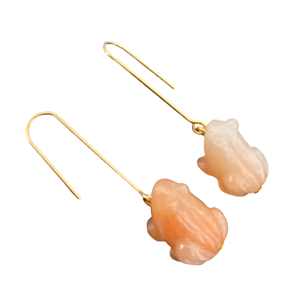 Coral frog drop hook earrings