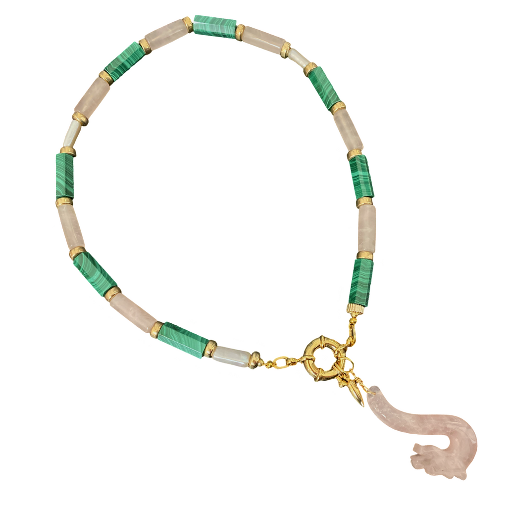Malachite Rose Dragon Necklace