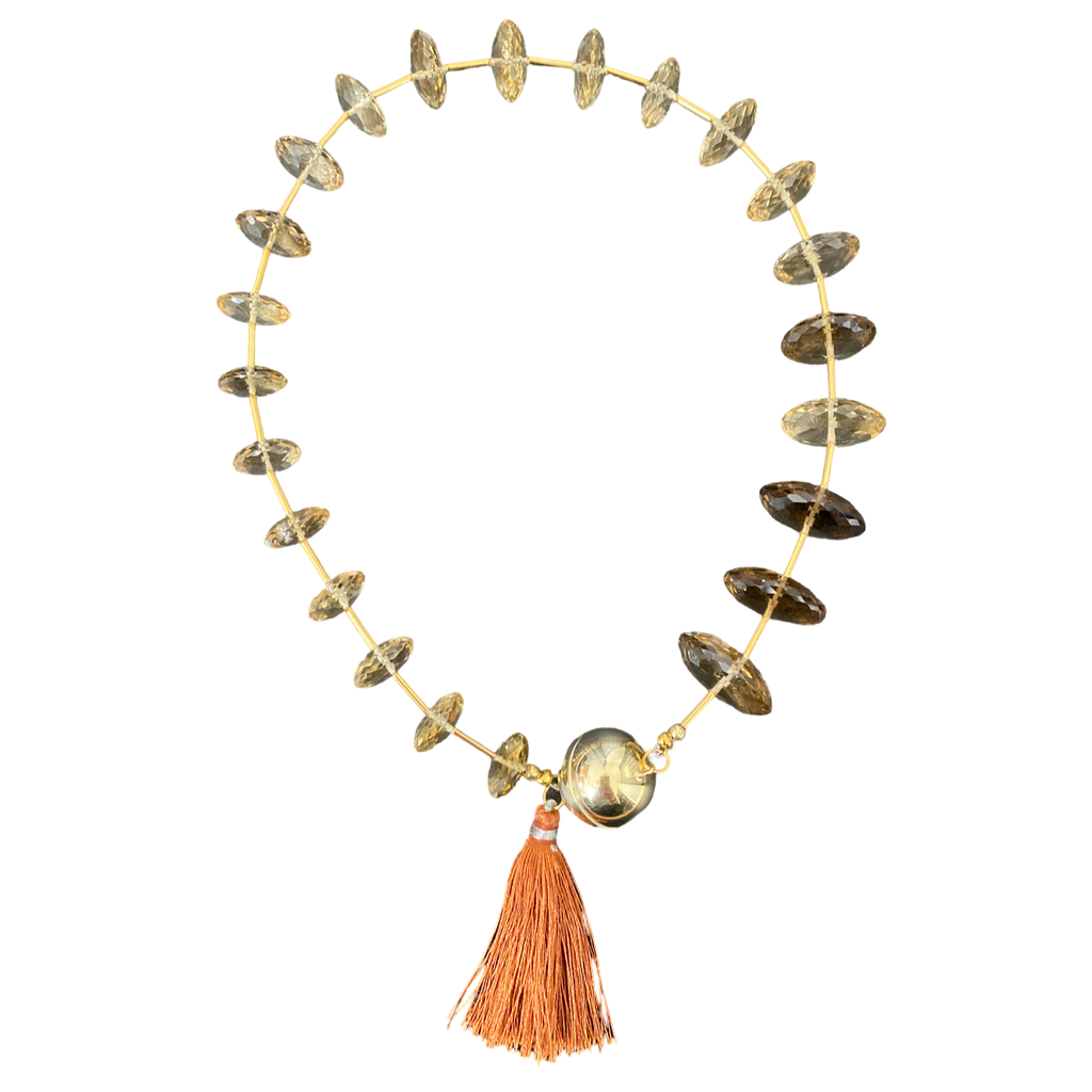 Citrine orb tassel necklace