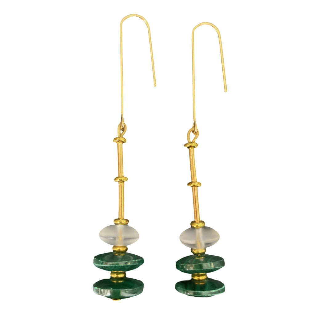 Malachite Quartz hook earrings
