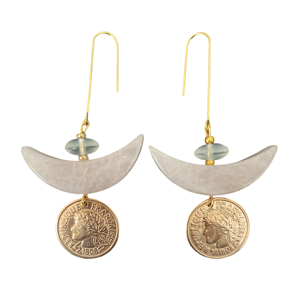 Rose Quartz coin earrings