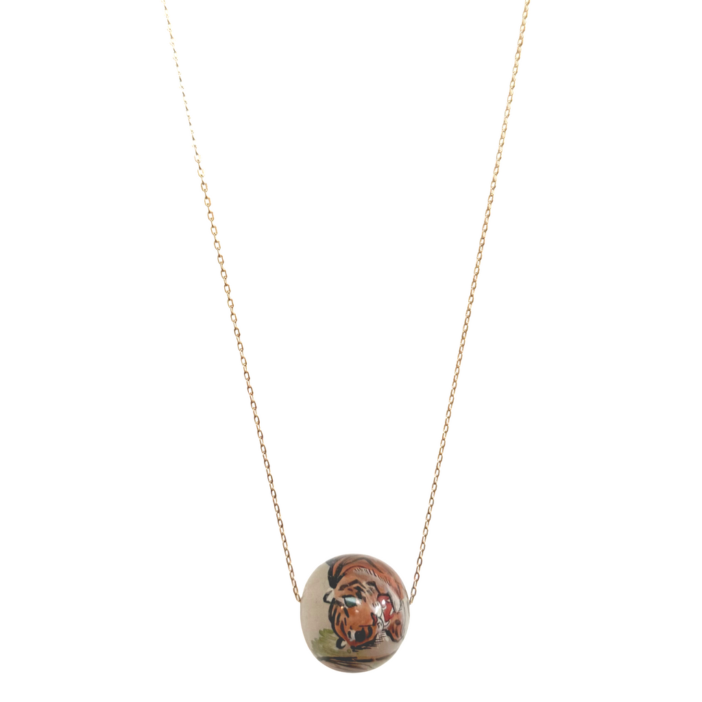 Glass Tiger Long Necklace