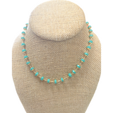 Crystal Turquoise Rosary Necklace