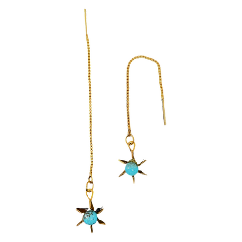 Turquoise Star Threader Earrings