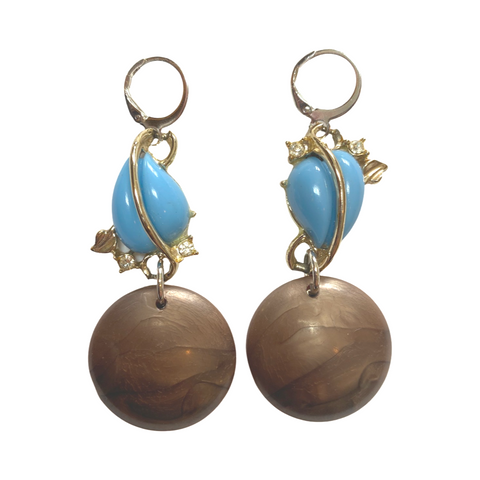 Blue marbled earrings