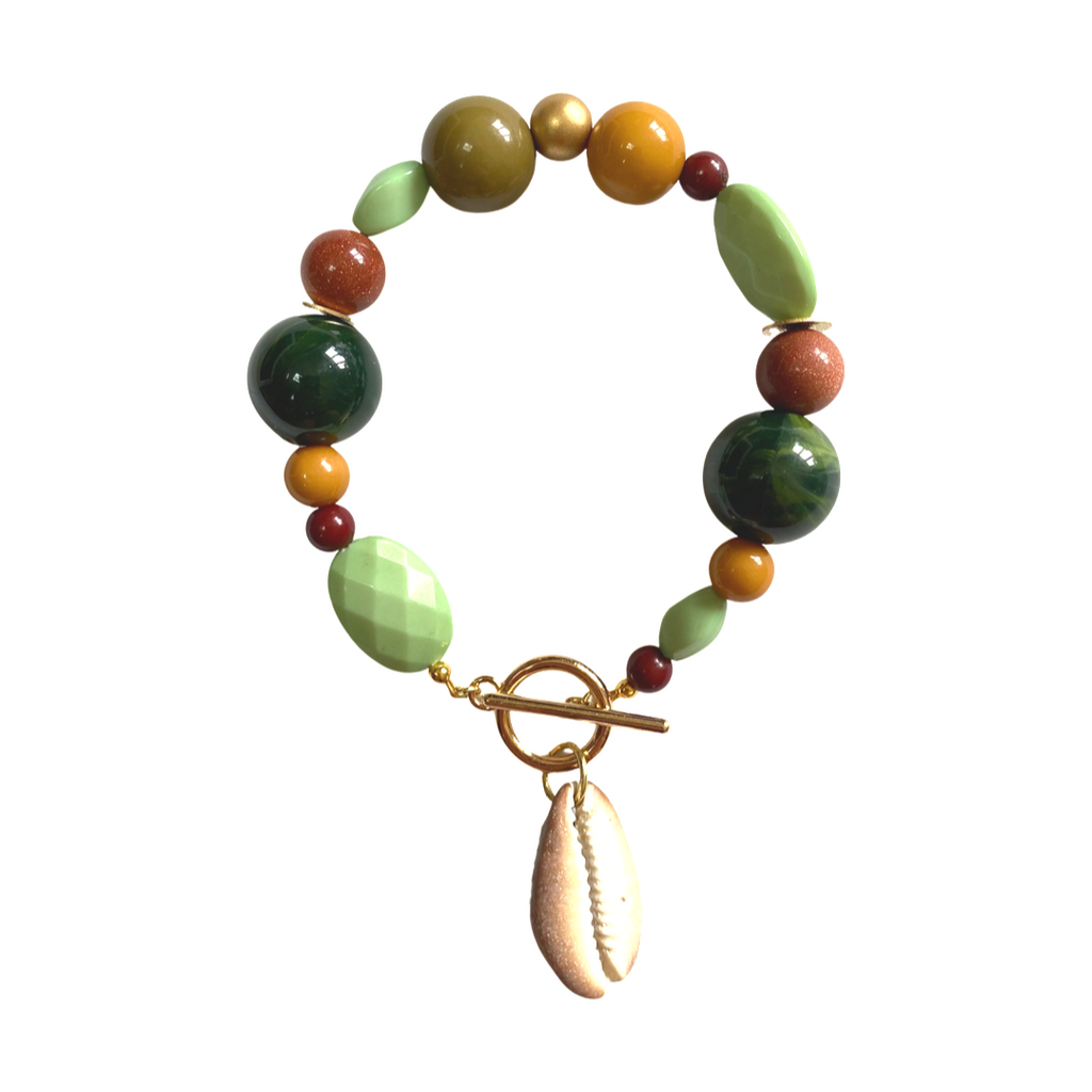 Beaded shell toggle bracelets