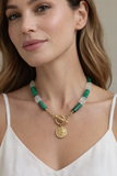 Malachite Quartz Coin Ncklace