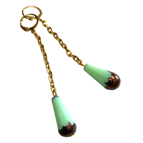 Green Jadite chain earrings