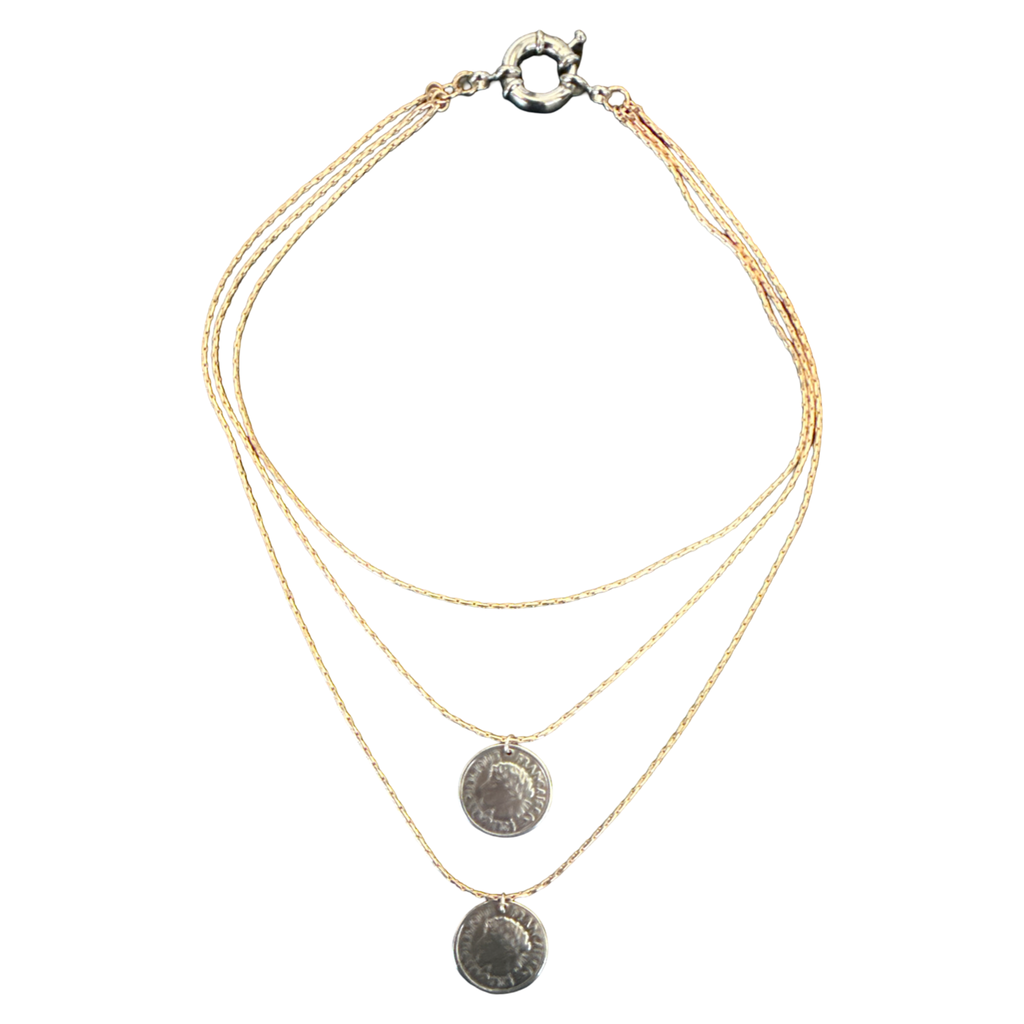 Mixed Metal Coin Necklace