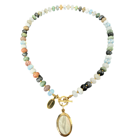 Stone + Locket Necklace