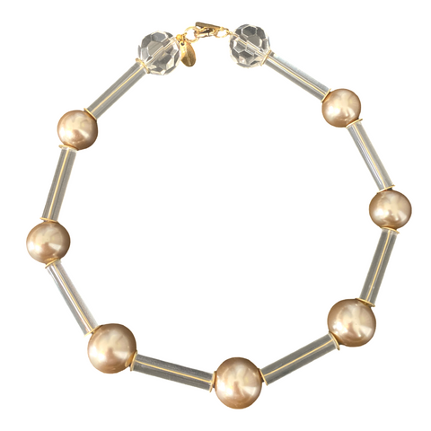 Beige Pearl Lucite Necklace