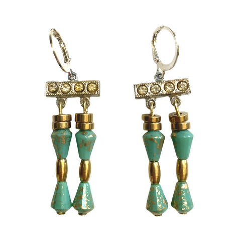 Czech glass double chandelier earrings