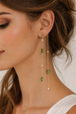Emerald and pearl front to back earrings