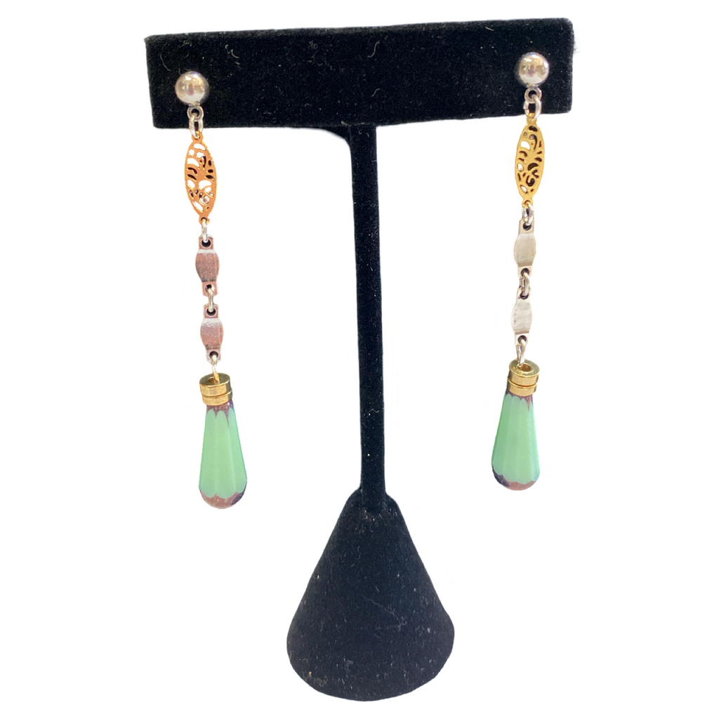 Green Jadite drop earrings