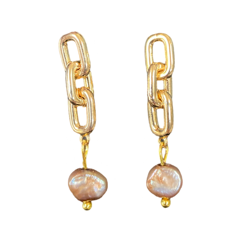 Champagne links earrings