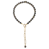 Black cultured pearls necklace