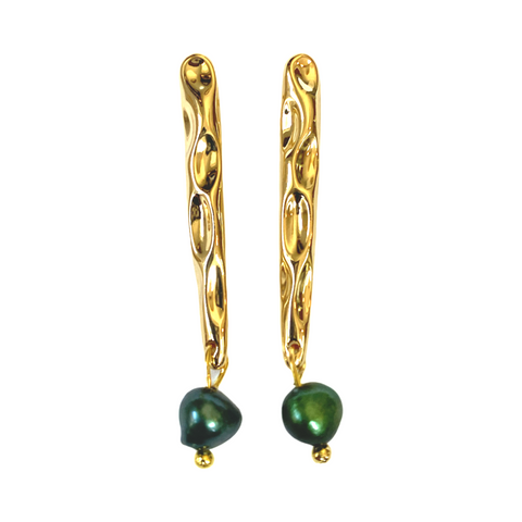 Green Pearl Drop Earrings