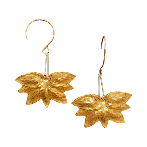 Leaf drop hoop earrings