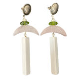 Rose quartz white earrings