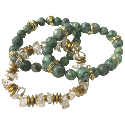 African turquoise bracelet stack