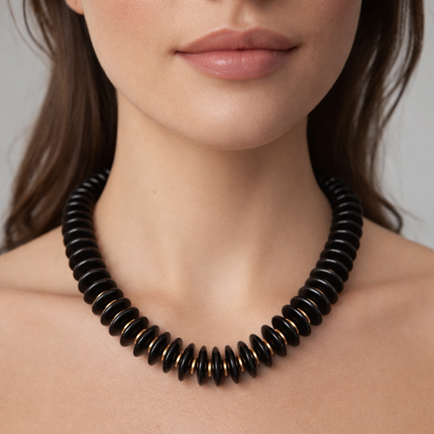 Onyx Disc Necklace