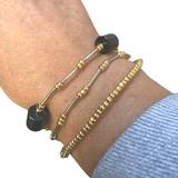 Delicate Black+ Gold Bracelet Stack