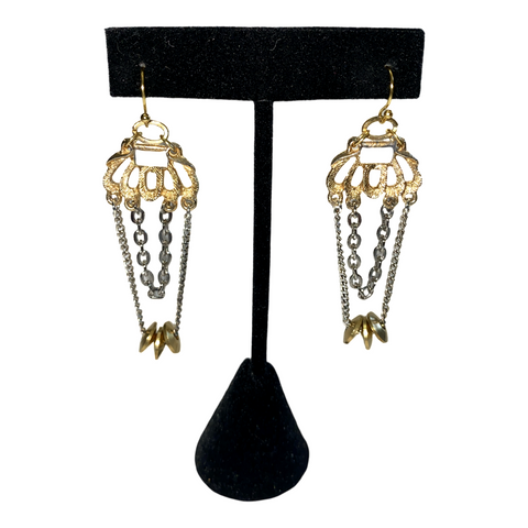 Mixed metal chandelier earrings