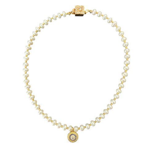 Evil Eye Pearl Necklace