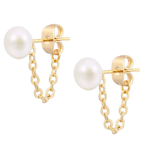 Pearl Chain stud earrings