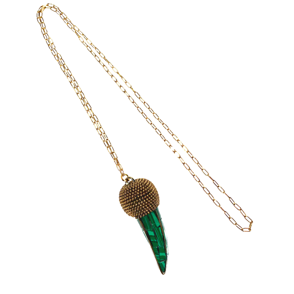 Malachite horn necklace