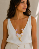 Lavender Amethyst horn necklace