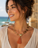 Citrine orb tassel necklace