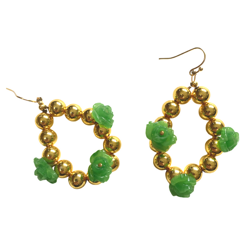 Green Floral Earrings