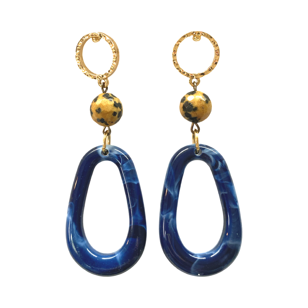 Blue marbled earrings