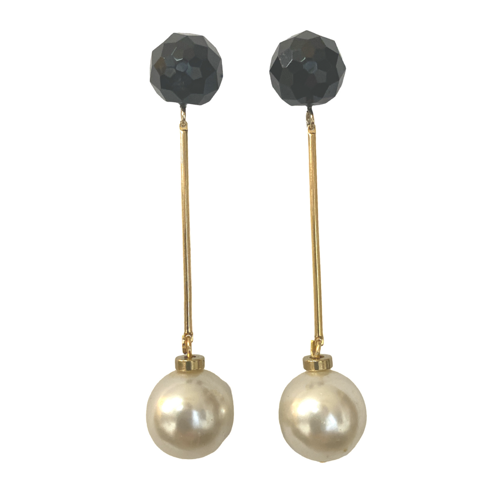 Black and Pearl drop earrings