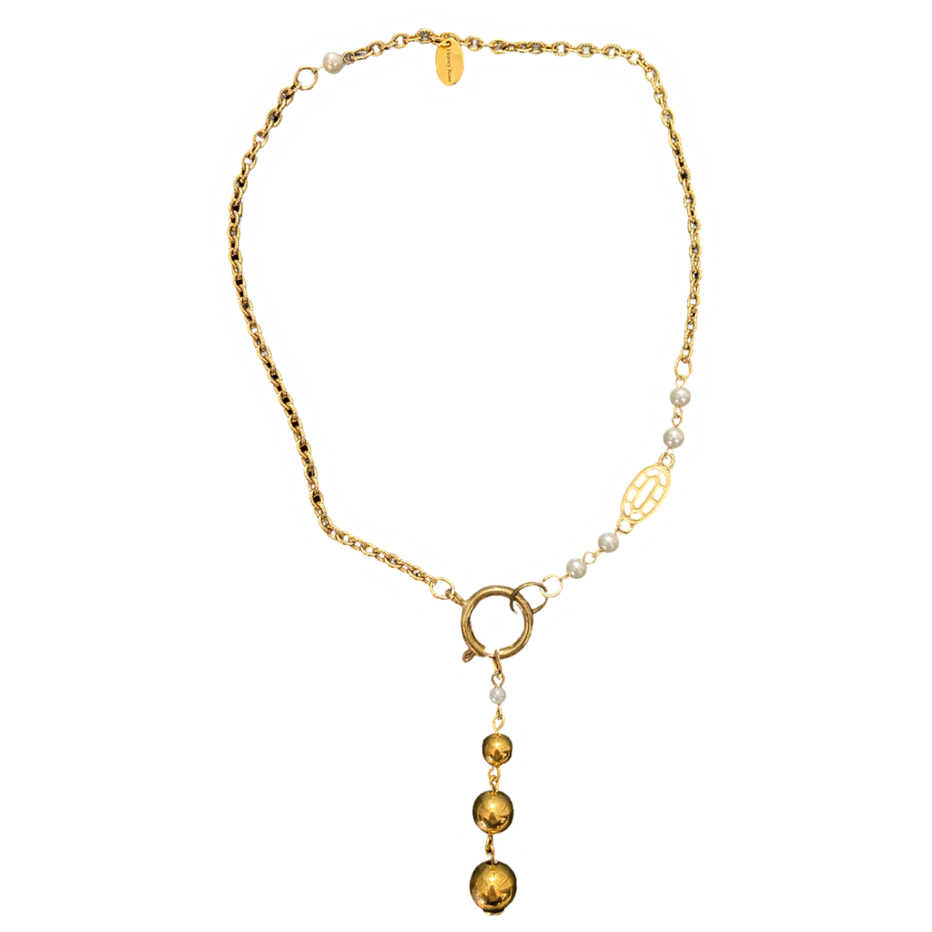 Golden Pearl Clasp Necklace