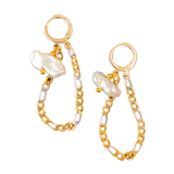 Pearl chain huggie hoop earrings