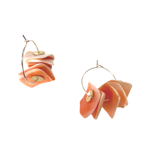 Coral shell hoop earrings