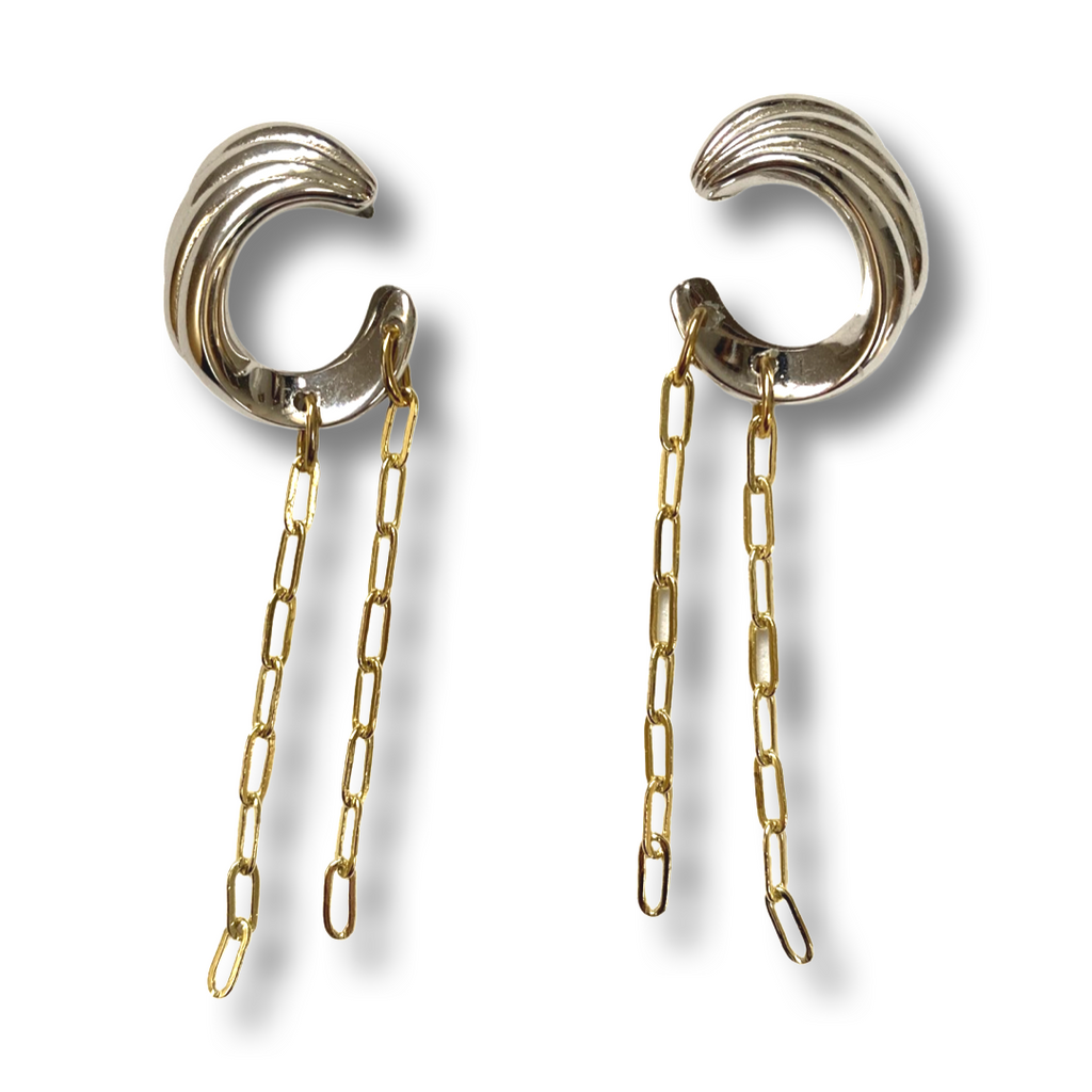 Gold and silver paperclip earrings