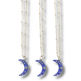 Crescent moon blue necklaces