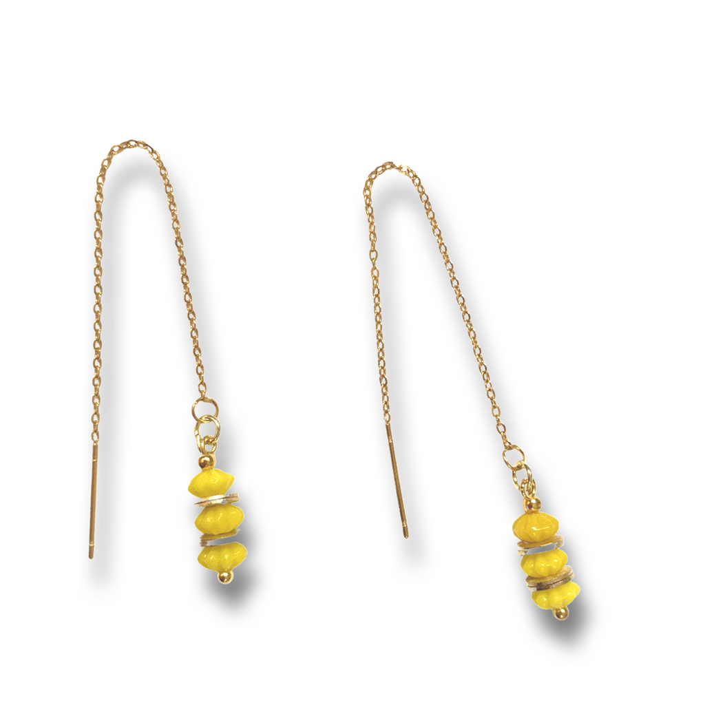 Yellow threader earrings