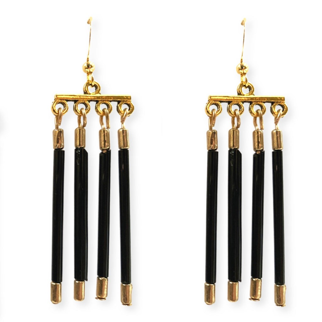 Black & Gold chandelier earrings